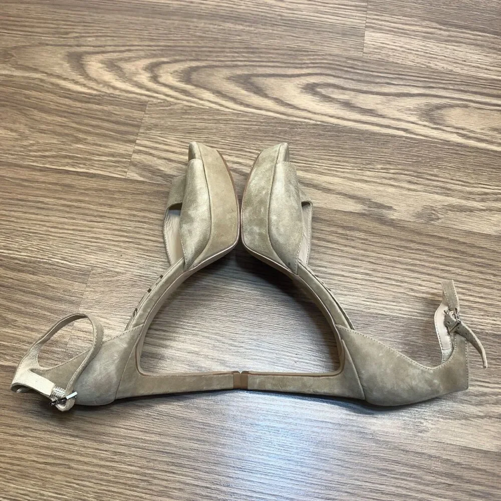 Sam Edelman Jerin Suede‎ Nude Platform Sandals Pump Heels in Oatmeal Size 8M